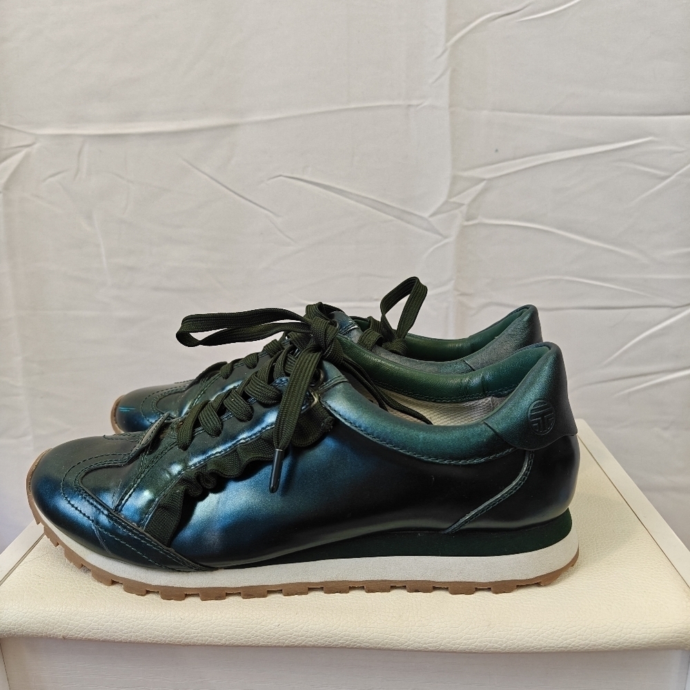 Tory Burch Sport Green Metallic Athletic Lace-up Shoes Sneakers Size 8 Women's - Picture 6 of 14